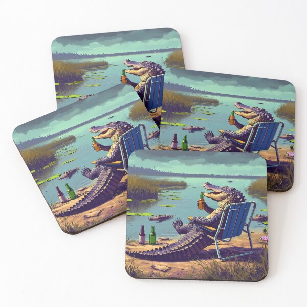 Item preview, Alligator Drinking Beer By a Lake designed and sold by MKD1.