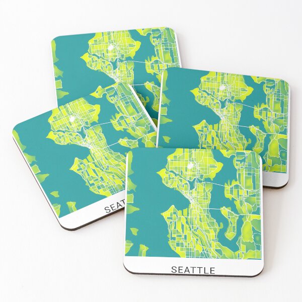 Item preview, Seattle Washington Named City Map - Green-Yellow Duotone designed and sold by StylishStacks.
