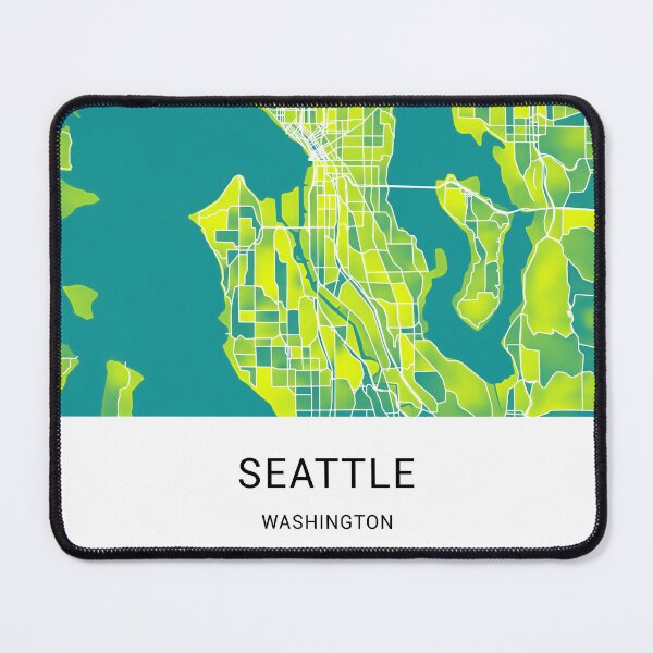Item preview, Seattle Washington Named City Map - Green-Yellow Duotone designed and sold by StylishStacks.
