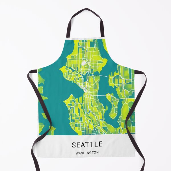 Aperçu de l'œuvre Carte de la ville nommée Seattle Washington - Duotone vert-jaune créée et vendue par StylishStacks.