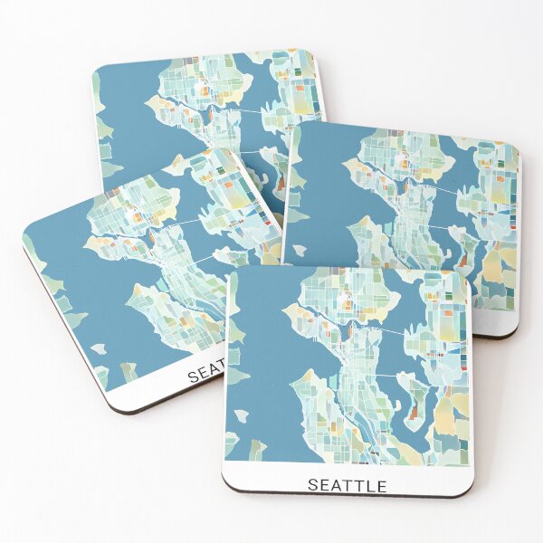 Item preview, Seattle Washington Named City Map - Pastel Color Scheme designed and sold by StylishStacks.