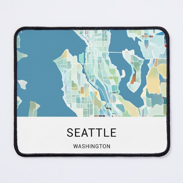 Item preview, Seattle Washington Named City Map - Pastel Color Scheme designed and sold by StylishStacks.