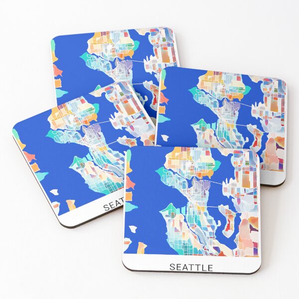 Item preview, Seattle Washington Named City Map - Tropical Rainbow Scheme designed and sold by StylishStacks.