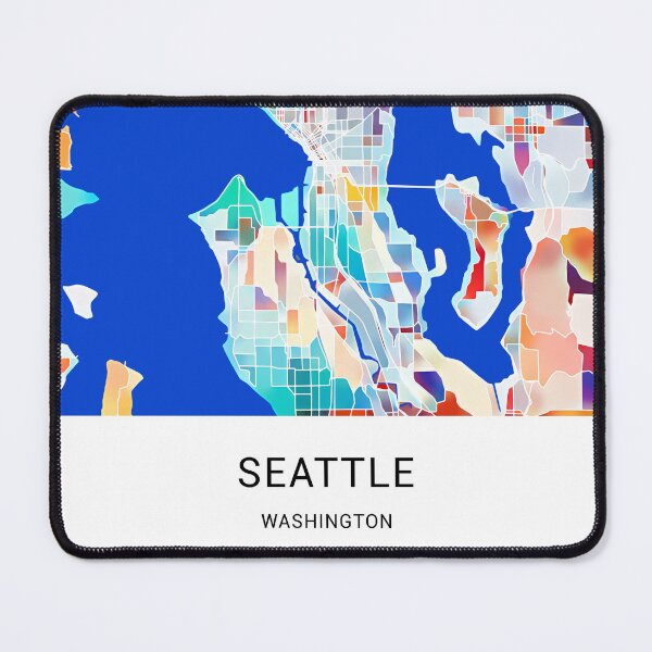 Item preview, Seattle Washington Named City Map - Tropical Rainbow Scheme designed and sold by StylishStacks.