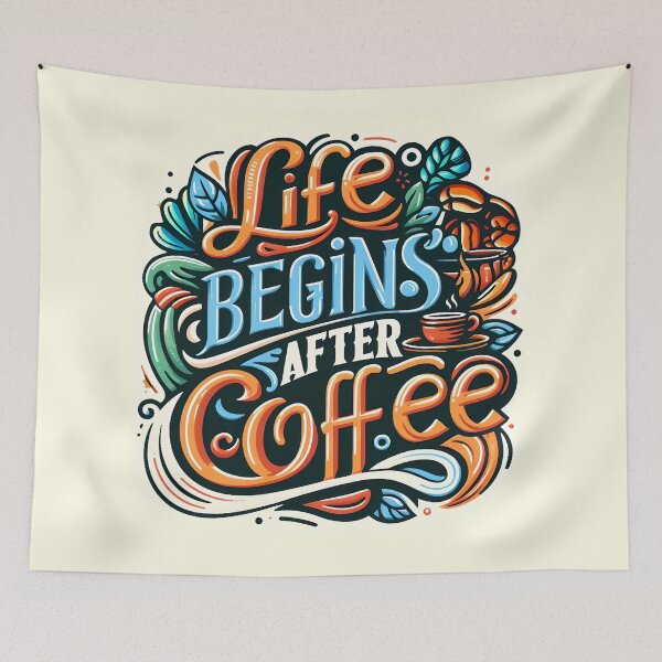 Item preview, Life begins after coffee, typography designed and sold by maxmaj.