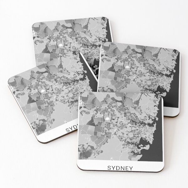 Item preview, Sydney Australia Named City Map - Black and White Monochrome designed and sold by StylishStacks.