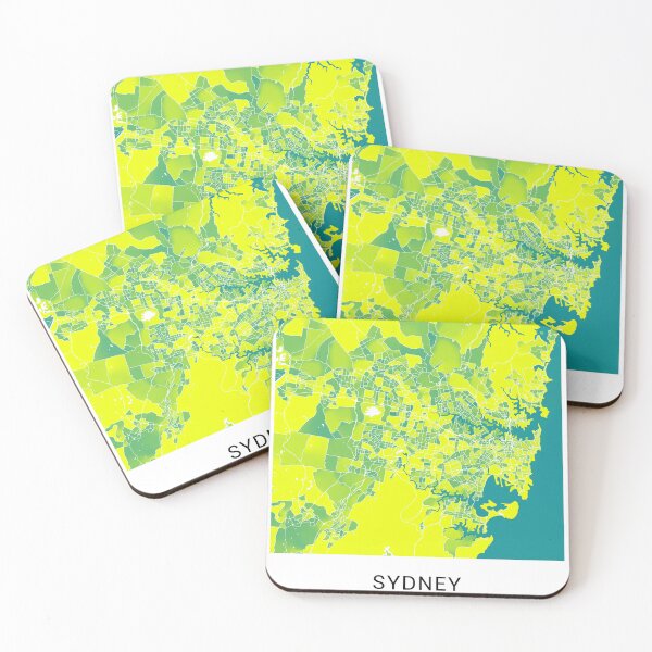 Item preview, Sydney Australia Named City Map - Green-Yellow Duotone designed and sold by StylishStacks.