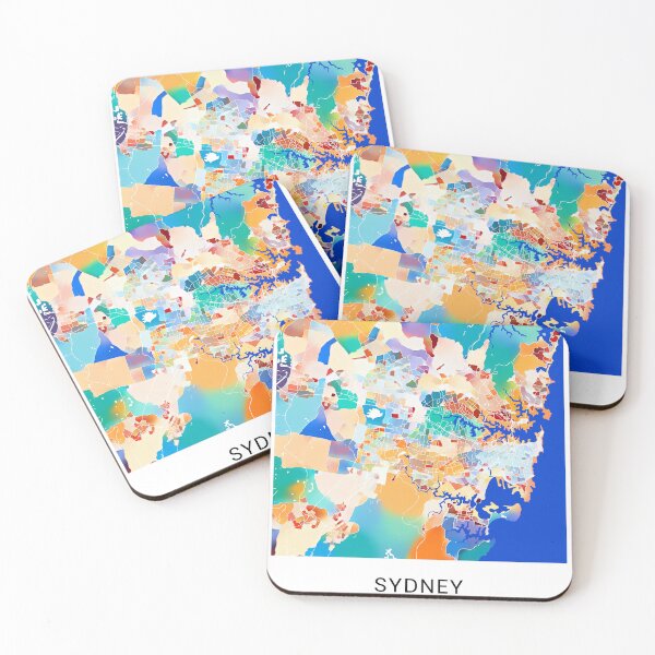 Item preview, Sydney Australia Named City Map - Tropical Rainbow Scheme designed and sold by StylishStacks.