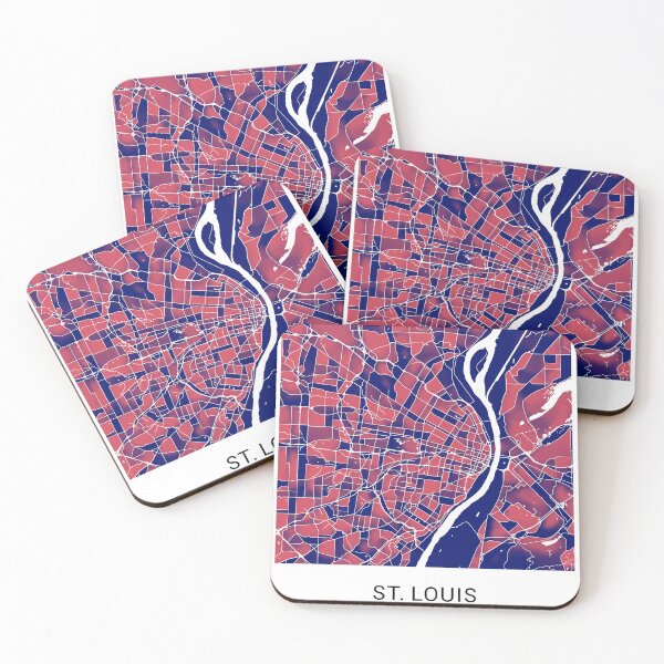 Item preview, St. Louis Missouri Named City Map - Red-Blue Duotone designed and sold by StylishStacks.