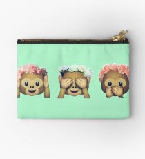 Monkey See No Evil Hipster Flower Crown Emoji Studio Pouch