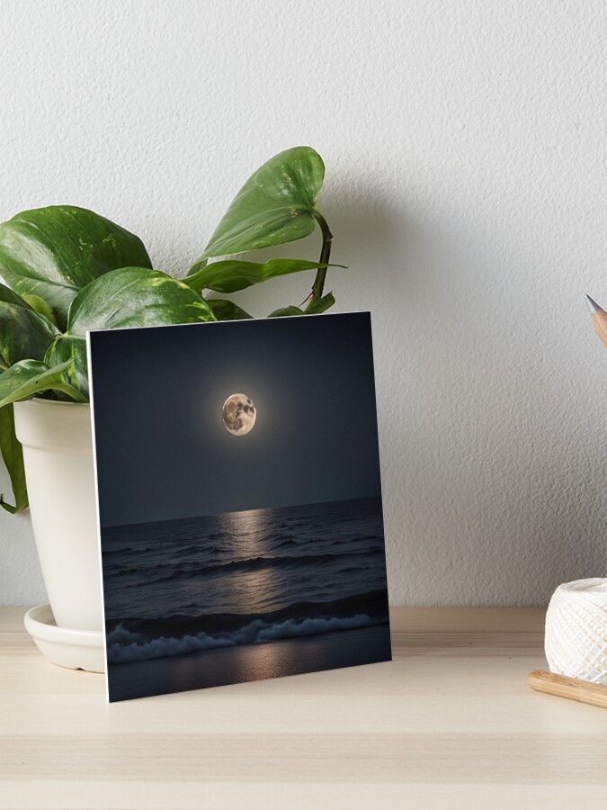 Thumbnail 1 of 2, Art Board Print, Moon at Night designed and sold by LenCarol.