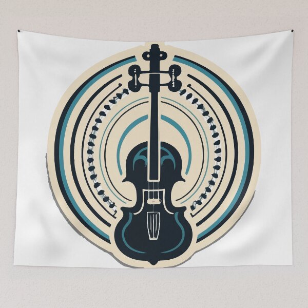 Item preview, Folk-Style Fiddle with Swirling Music Bars designed and sold by NiftyWrx.