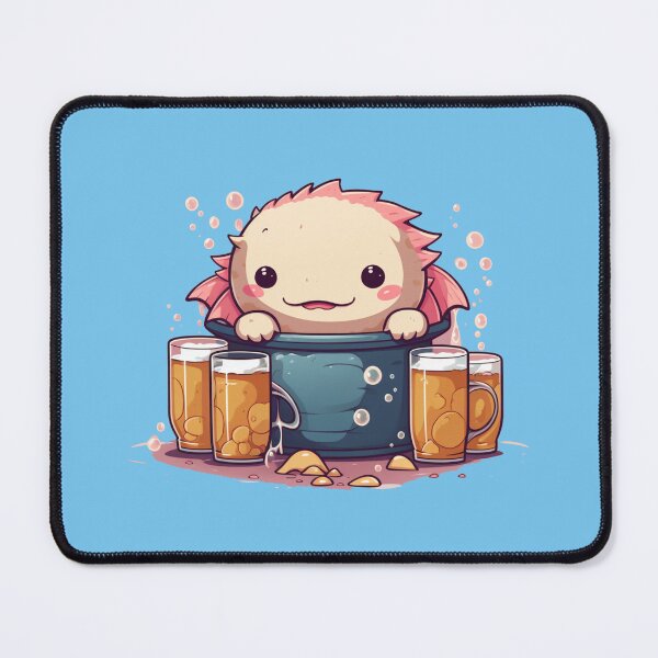 Item preview, Cute axolotl drinking beer addict designed and sold by MilkyBerryShop.