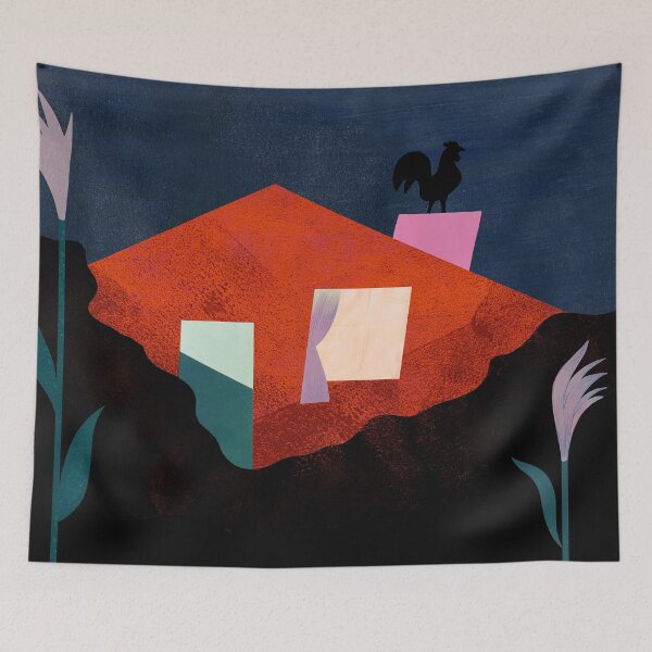 Item preview, Home Illustration House Cottage Flowers Red Art Print designed and sold by Diana B..