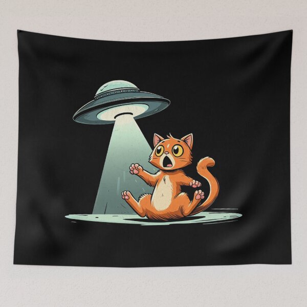 Item preview, CAT SURPRISED BY UFO - FUNNY CUTE KITTY CAT  designed and sold by justyna-s28.