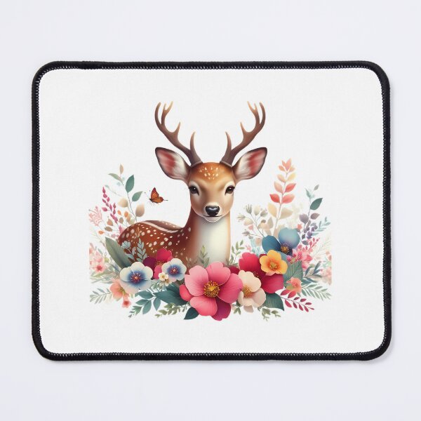 Item preview, A beautiful deer with beautiful colorful flowers designed and sold by CreativeSparkzz.