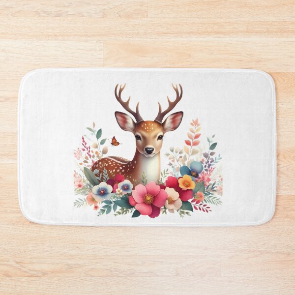 Item preview, A beautiful deer with beautiful colorful flowers designed and sold by CreativeSparkzz.