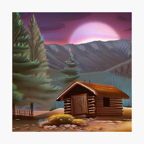 Item preview, Cabin In Mountain View With Full Moon designed and sold by TEmotionalPixel.