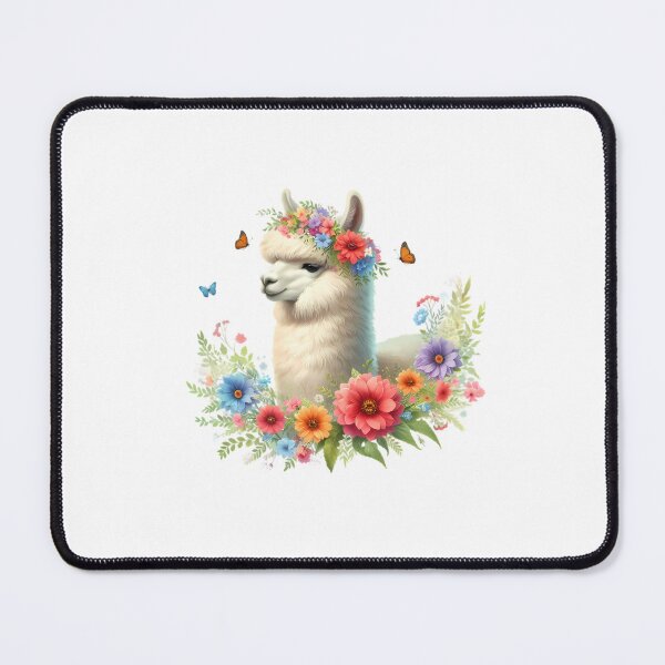 Item preview, A cute alpaca with beautiful colorful flowers designed and sold by CreativeSparkzz.
