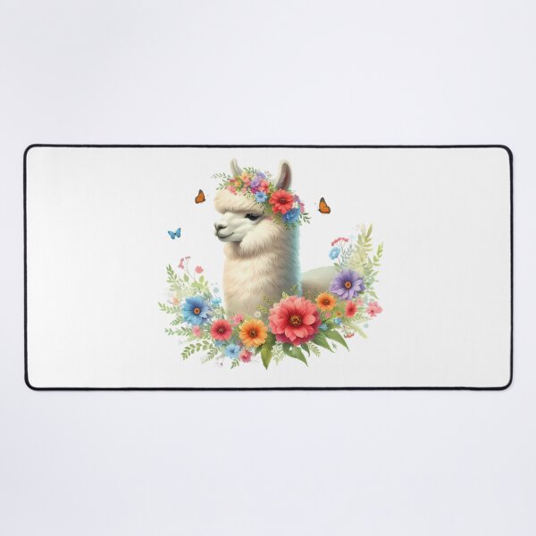 Item preview, A cute alpaca with beautiful colorful flowers designed and sold by CreativeSparkzz.