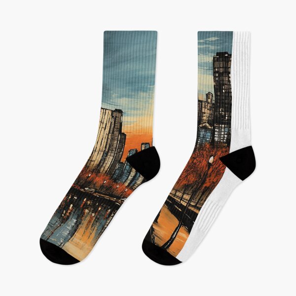 Item preview, Chicago city landscape colorful travel vintage graphic designed and sold by wonderfulpark.