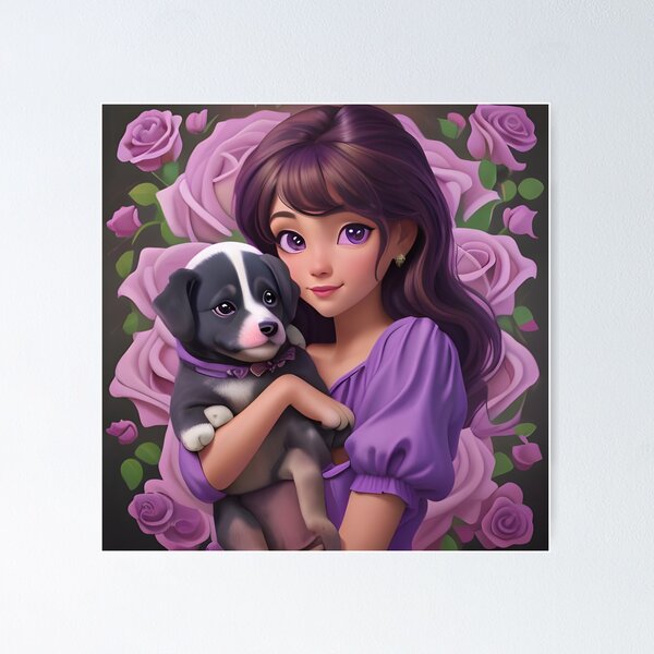 Item preview, Little girl with a puppy in her arms designed and sold by Marcu Ioachim.