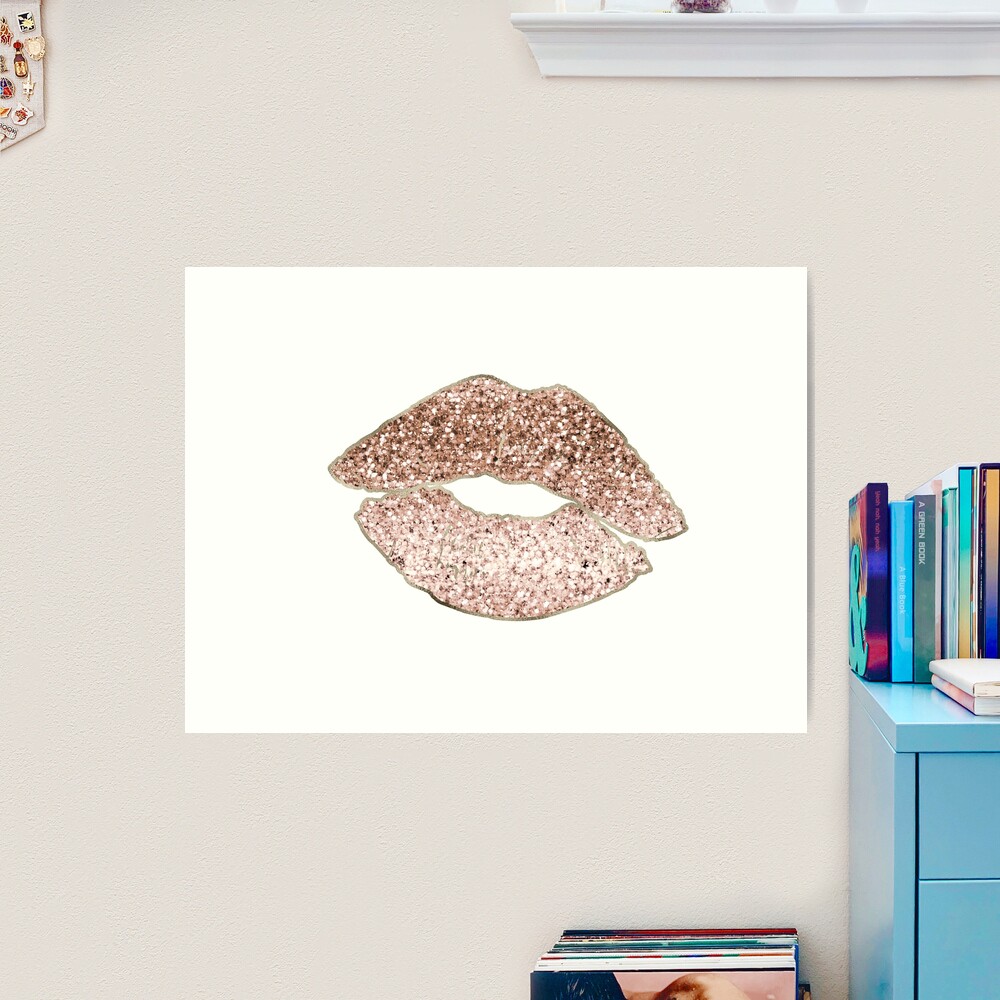 Louis Vuitton Dripping Gold Lips Framed Art Print