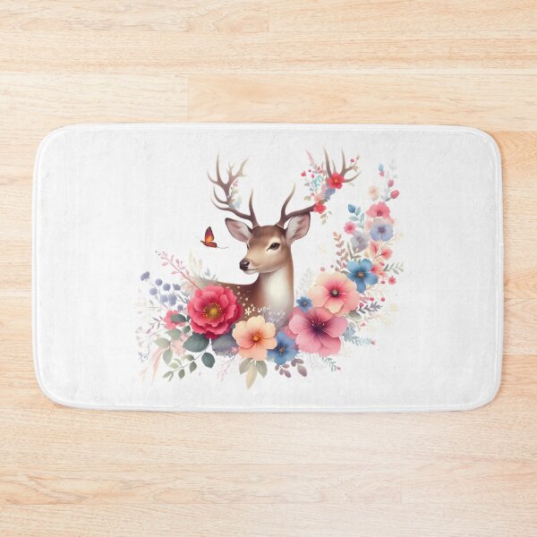 Item preview, A beautiful deer with beautiful colorful flowers designed and sold by CreativeSparkzz.