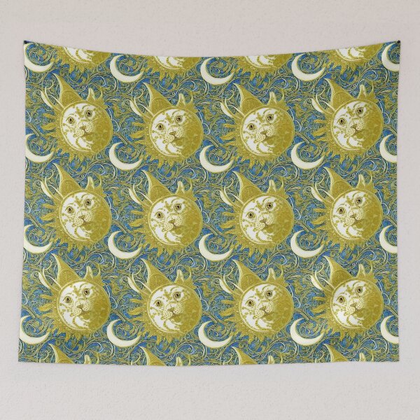 Item preview, Sun cat, moon abstract pattern designed and sold by LorrieBee.