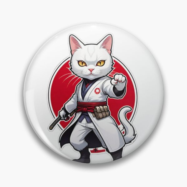 Item preview, Cute White cat assassin Japan designed and sold by KorArtStudio.