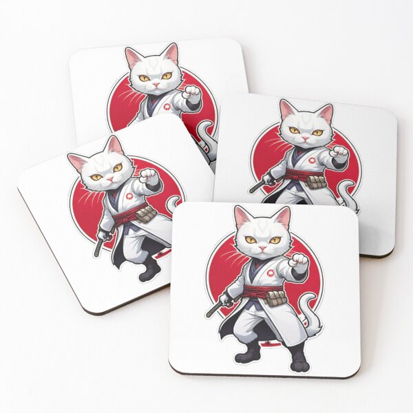 Item preview, Cute White cat assassin Japan designed and sold by KorArtStudio.
