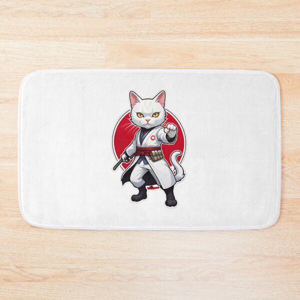 Item preview, Cute White cat assassin Japan designed and sold by KorArtStudio.