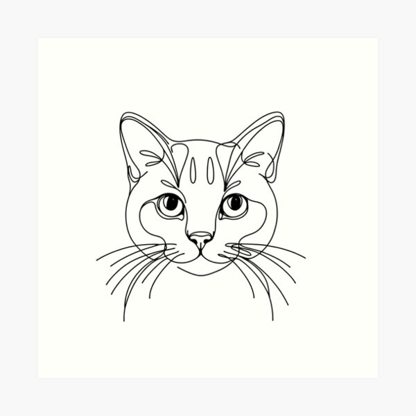 Retro cat one line drawing, Cute cat face line art poster, Vintage colors  background Spiral Notebook