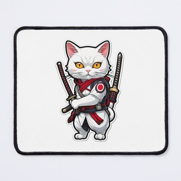 Item preview, Cute White cat assassin samurai Japan designed and sold by KorArtStudio.