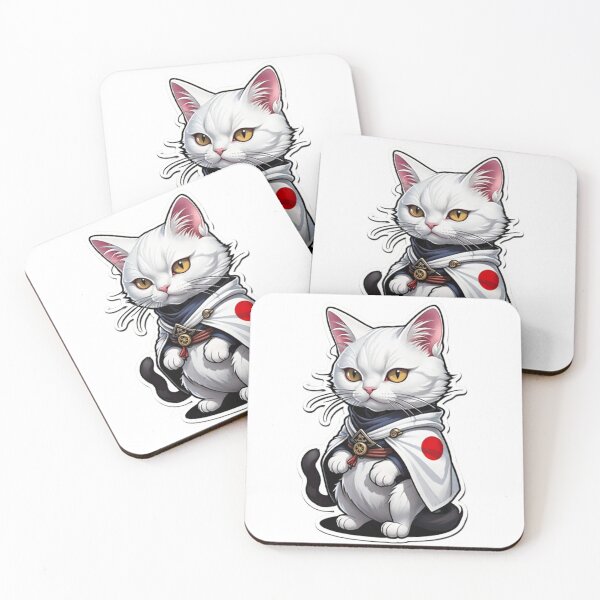 Item preview, Cool White cat assassin samurai Japan designed and sold by KorArtStudio.