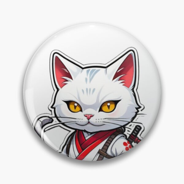 Item preview, Cute White cat assassin Japan culture designed and sold by KorArtStudio.