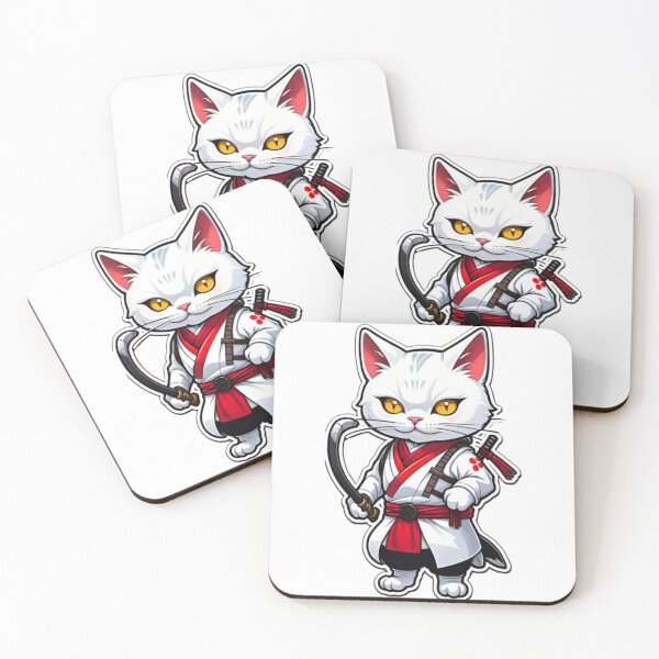 Item preview, Cute White cat assassin Japan culture designed and sold by KorArtStudio.