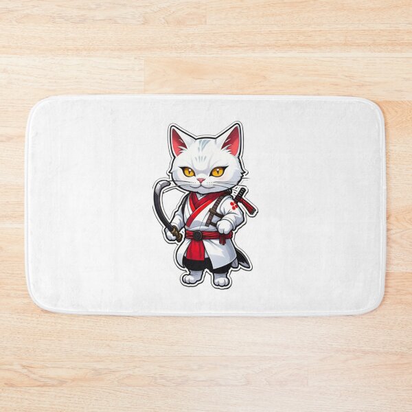 Item preview, Cute White cat assassin Japan culture designed and sold by KorArtStudio.