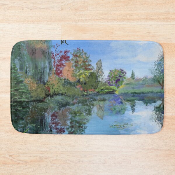 Item preview, Monet's lily pond lake in autumn designed and sold by mazarte.