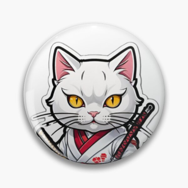Item preview, Cool White cat assassin  japan culture designed and sold by KorArtStudio.