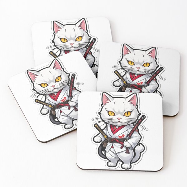 Item preview, Cool White cat assassin  japan culture designed and sold by KorArtStudio.