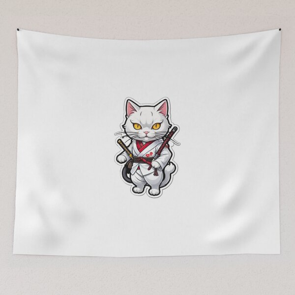 Item preview, Cool White cat assassin  japan culture designed and sold by KorArtStudio.