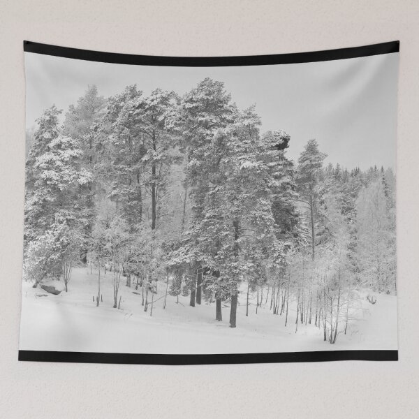 Item preview, The pines by the fields. Parkkuu winter 2023  bw designed and sold by Jouko Lehto Photography.