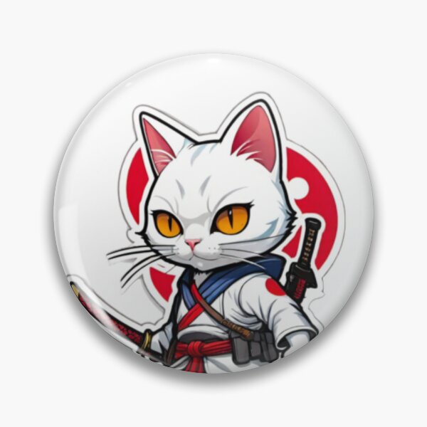 Item preview, Cute White cat assassin samurai Japan culture designed and sold by KorArtStudio.