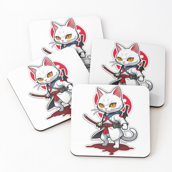 Item preview, Cute White cat assassin samurai Japan culture designed and sold by KorArtStudio.