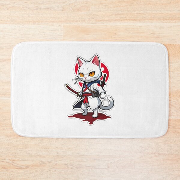 Item preview, Cute White cat assassin samurai Japan culture designed and sold by KorArtStudio.