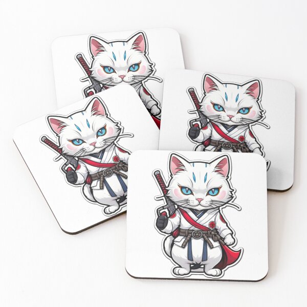 Item preview, Cool White cat assassin samurai Japan culture designed and sold by KorArtStudio.