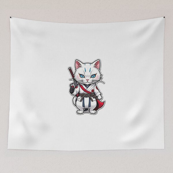 Item preview, Cool White cat assassin samurai Japan culture designed and sold by KorArtStudio.