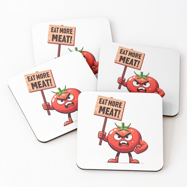Item preview, Angry Tomato with 'Eat More Meat' Sign designed and sold by Snifferius.