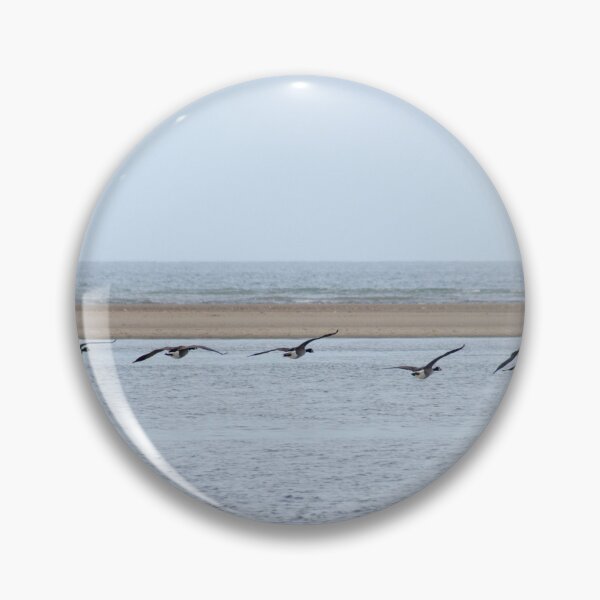 Item preview, A flight of Canada geese, gliding along the coast. designed and sold by sandyprints.